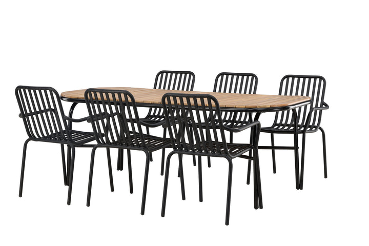 Venture Home Holmbeck Diningtable Steel - Black / Rectangular 90*200*75 +Peking Diningchair Aluminium - Black / _6