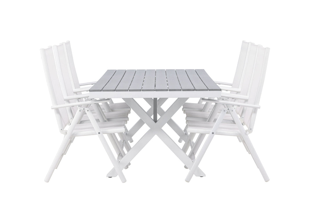 Venture Home Garcia Diningtable Alumnium - White / Light Grey Aintwood / Rectangular 100*200* +Break Diningchair Alumnium - White / Textilene _6