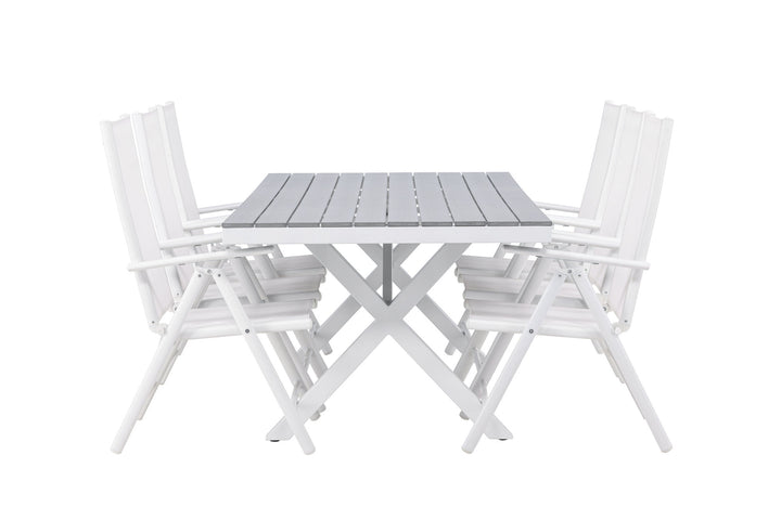 Venture Home Garcia Diningtable Alumnium - White / Light Grey Aintwood / Rectangular 100*200* +Break Diningchair Alumnium - White / Textilene _6