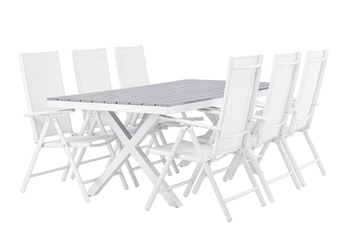 Venture Home Garcia Diningtable Alumnium - White / Light Grey Aintwood / Rectangular 100*200* +Break Diningchair Alumnium - White / Textilene _6