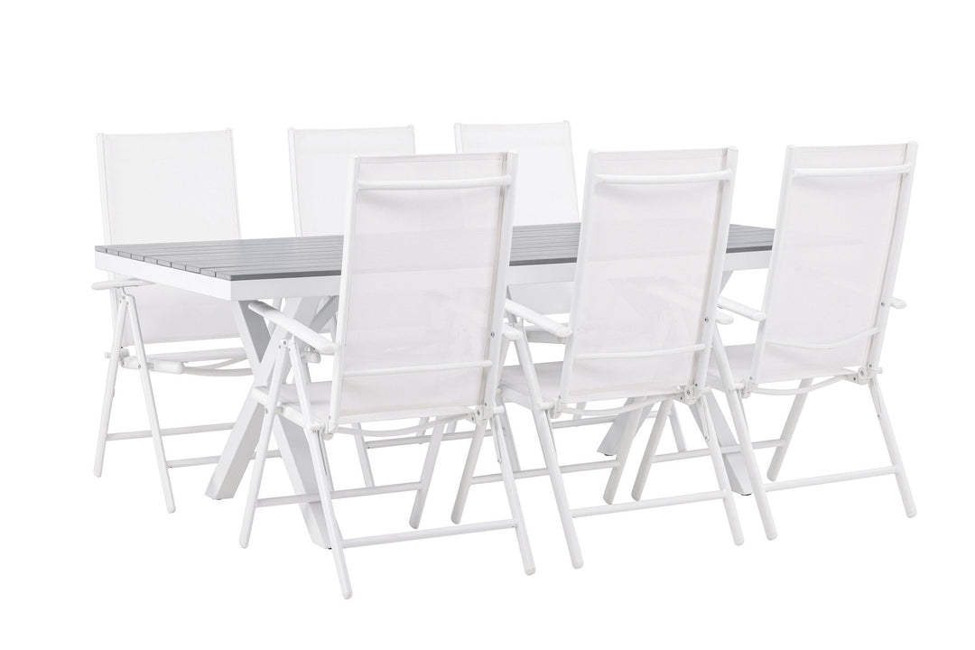 Venture Home Garcia Diningtable Alumnium - White / Light Grey Aintwood / Rectangular 100*200* +Break Diningchair Alumnium - White / Textilene _6