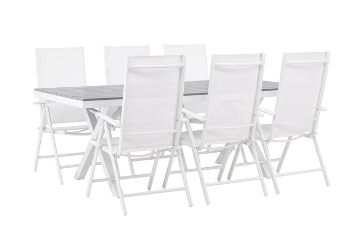 Venture Home Garcia Diningtable Alumnium - White / Light Grey Aintwood / Rectangular 100*200* +Break Diningchair Alumnium - White / Textilene _6