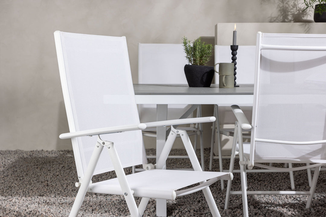 Venture Home Garcia Diningtable Alumnium - White / Light Grey Aintwood / Rectangular 100*200* +Break Diningchair Alumnium - White / Textilene _6