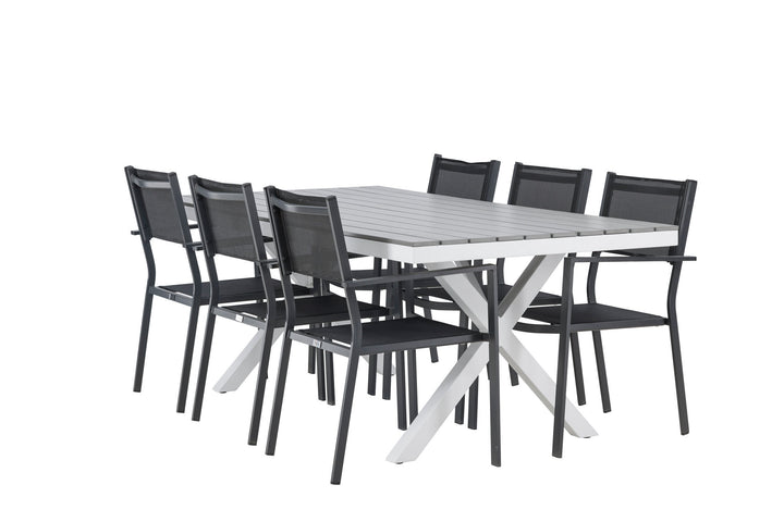 Venture Home Garcia Diningtable Alumnium - White / Light Grey Aintwood / Rectangular 100*200* +Copacabana Stacking Chair - Black/Black - Ersätter 4131-408 _6