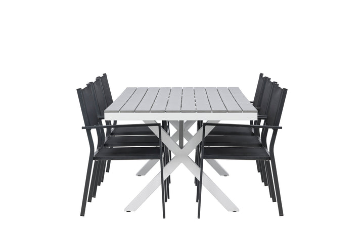 Venture Home Garcia Diningtable Alumnium - White / Light Grey Aintwood / Rectangular 100*200* +Copacabana Stacking Chair - Black/Black - Ersätter 4131-408 _6