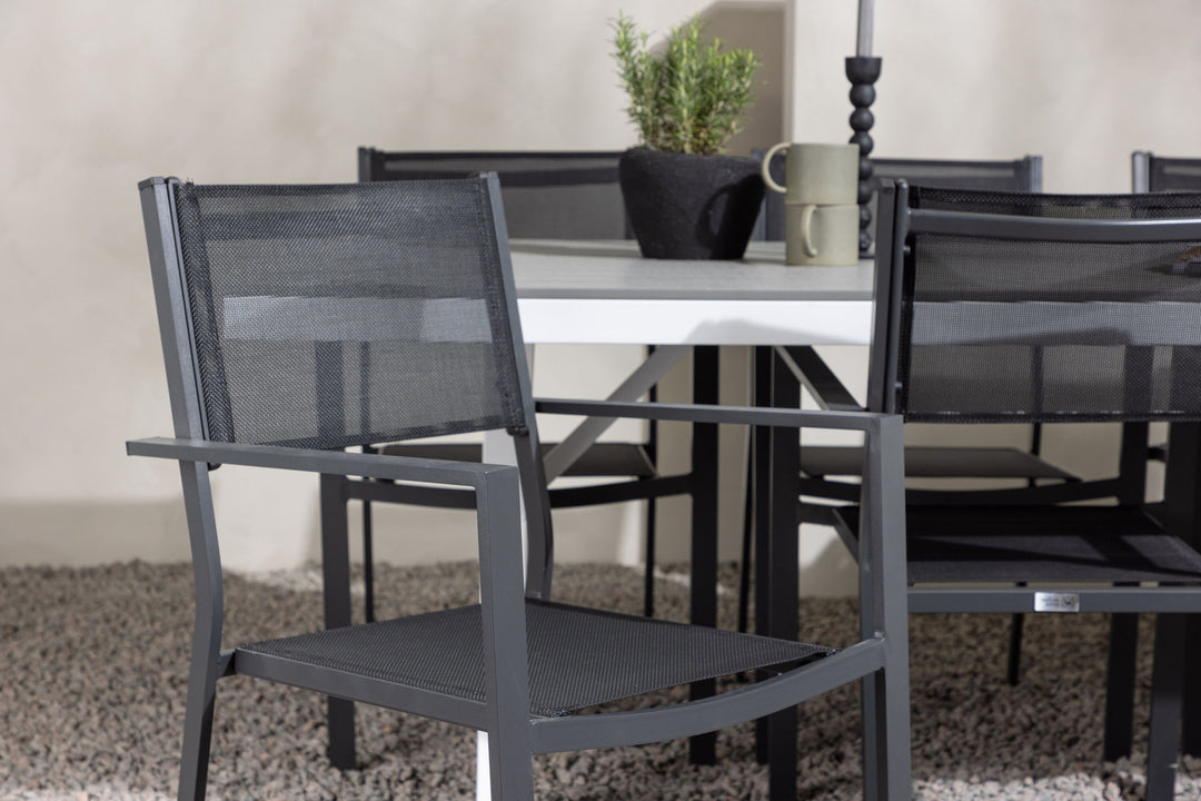 Venture Home Garcia Diningtable Alumnium - White / Light Grey Aintwood / Rectangular 100*200* +Copacabana Stacking Chair - Black/Black - Ersätter 4131-408 _6