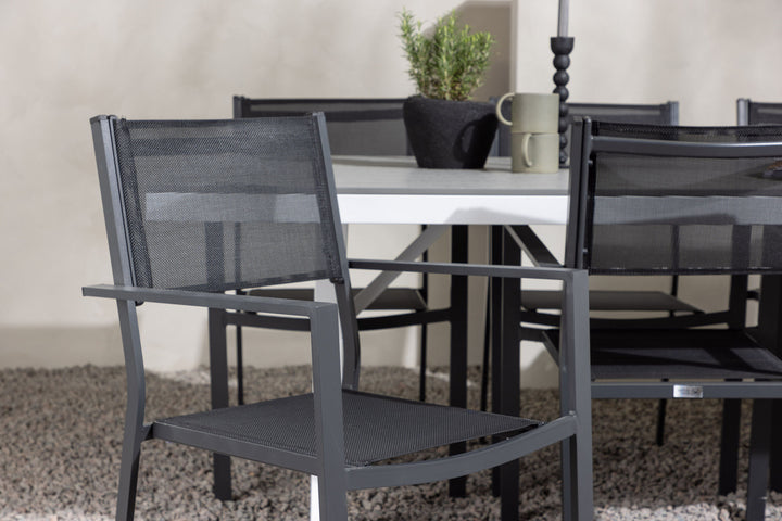 Venture Home Garcia Diningtable Alumnium - White / Light Grey Aintwood / Rectangular 100*200* +Copacabana Stacking Chair - Black/Black - Ersätter 4131-408 _6