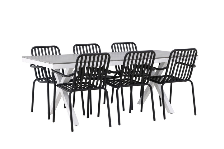 Venture Home Garcia Diningtable Alumnium - White / Light Grey Aintwood / Rectangular 100*200* +Peking Diningchair Aluminium - Black / _6