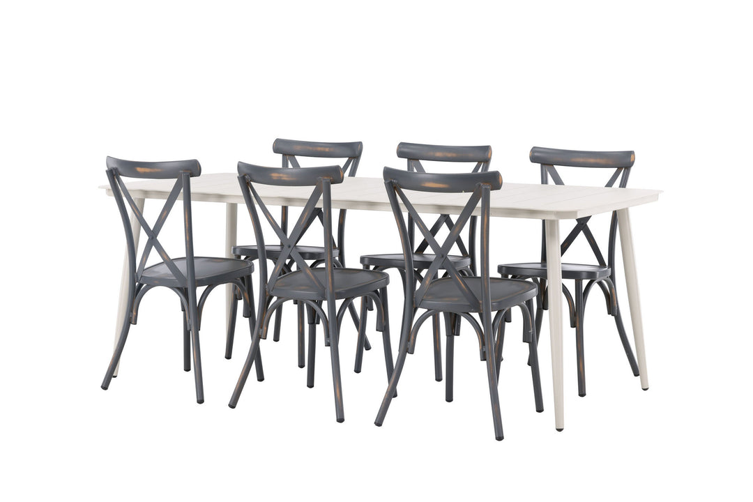 Venture Home Lina Dining Table - Beige - 200*90 +Tablas Diningchair Aluminium - Black / _6
