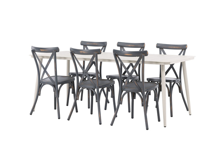 Venture Home Lina Dining Table - Beige - 200*90 +Tablas Diningchair Aluminium - Black / _6