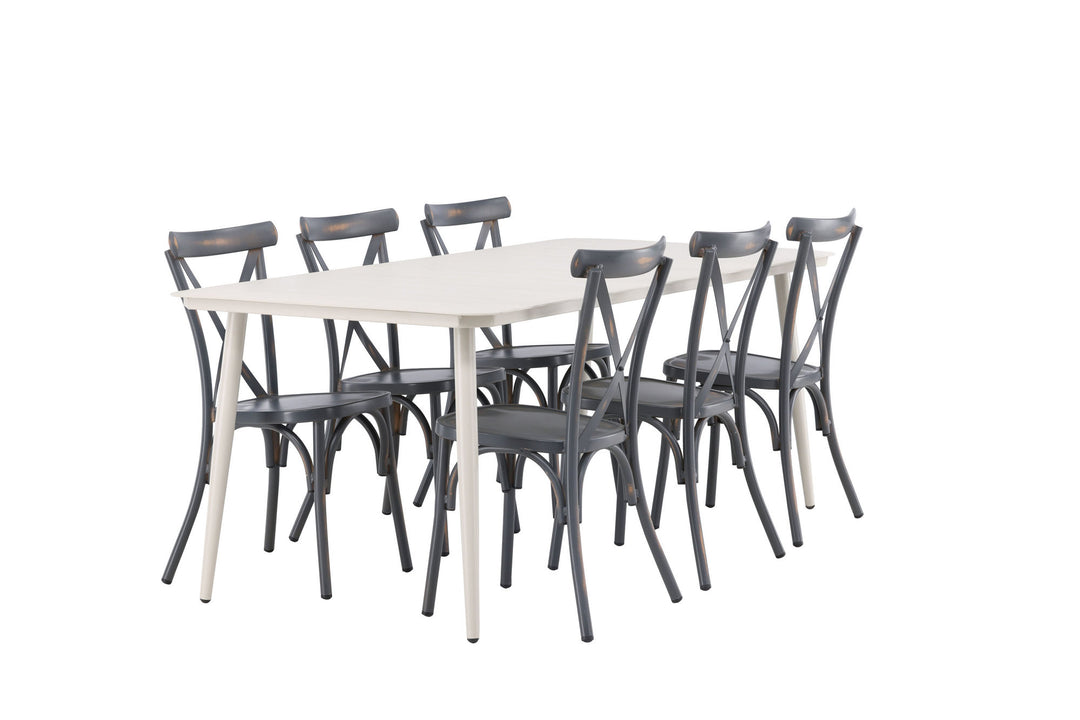 Venture Home Lina Dining Table - Beige - 200*90 +Tablas Diningchair Aluminium - Black / _6