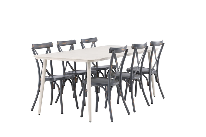Venture Home Lina Dining Table - Beige - 200*90 +Tablas Diningchair Aluminium - Black / _6