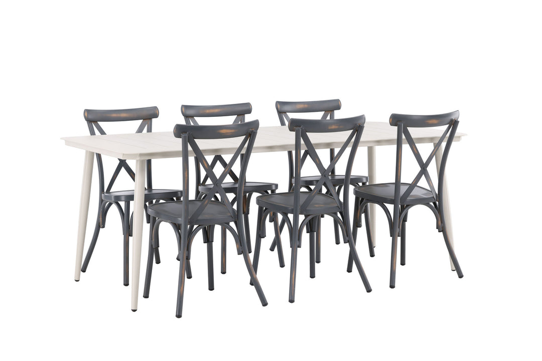 Venture Home Lina Dining Table - Beige - 200*90 +Tablas Diningchair Aluminium - Black / _6