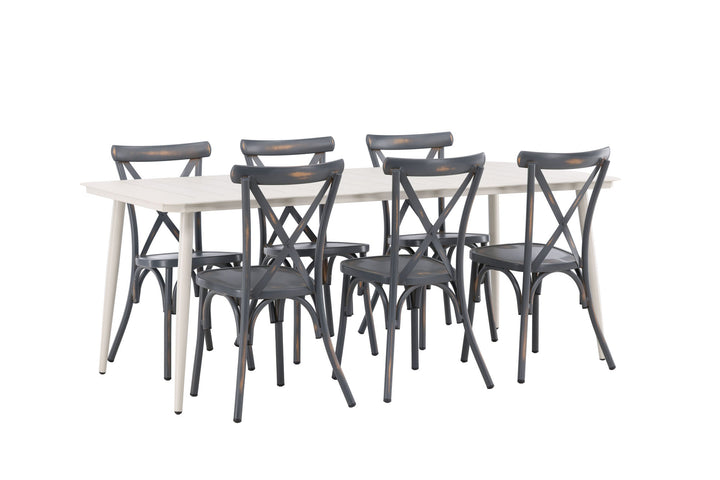 Venture Home Lina Dining Table - Beige - 200*90 +Tablas Diningchair Aluminium - Black / _6
