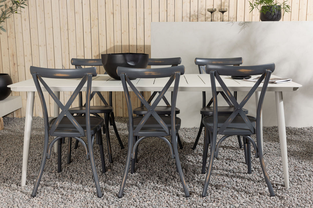 Venture Home Lina Dining Table - Beige - 200*90 +Tablas Diningchair Aluminium - Black / _6