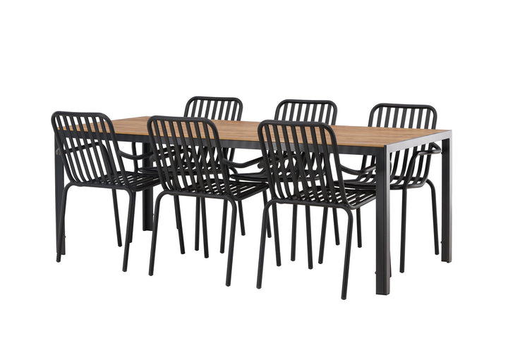 Venture Home Break Diningtable Alumnium - Black / Nature Rectangular 90*200* +Peking Diningchair Aluminium - Black / _6