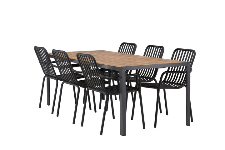 Venture Home Break Diningtable Alumnium - Black / Nature Rectangular 90*200* +Peking Diningchair Aluminium - Black / _6