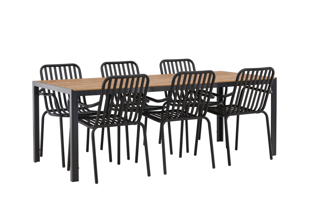 Venture Home Break Diningtable Alumnium - Black / Nature Rectangular 90*200* +Peking Diningchair Aluminium - Black / _6