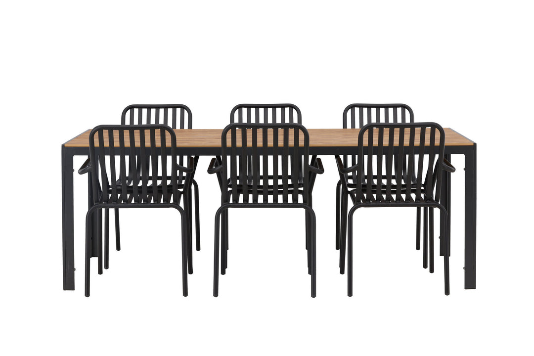 Venture Home Break Diningtable Alumnium - Black / Nature Rectangular 90*200* +Peking Diningchair Aluminium - Black / _6