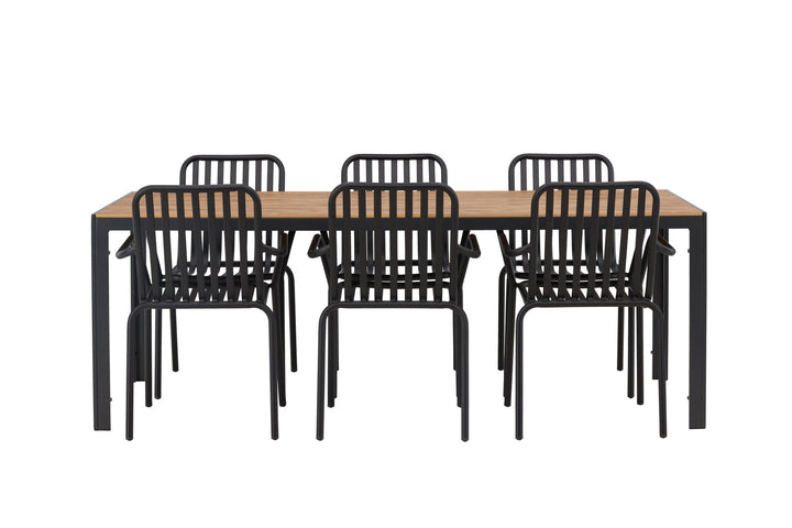 Venture Home Break Diningtable Alumnium - Black / Nature Rectangular 90*200* +Peking Diningchair Aluminium - Black / _6
