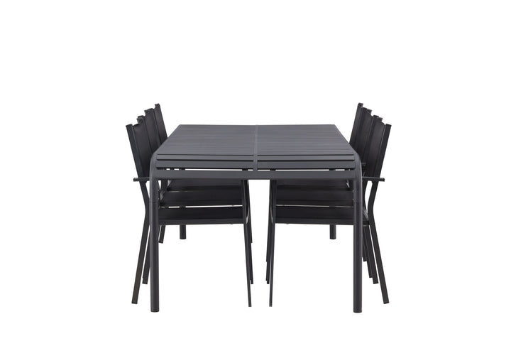 Venture Home Borneo Diningtable Aluminium - Black / Rectangular 100*200* +Copacabana Stacking Chair - Black/Black - Ersätter 4131-408 _6