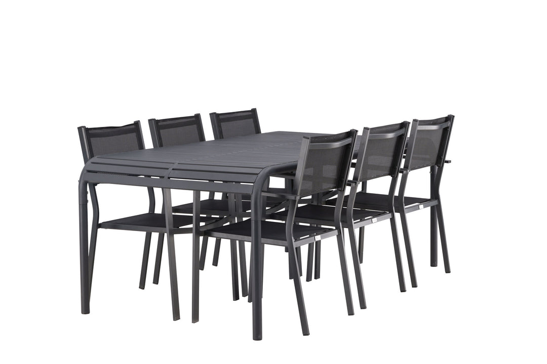 Venture Home Borneo Diningtable Aluminium - Black / Rectangular 100*200* +Copacabana Stacking Chair - Black/Black - Ersätter 4131-408 _6