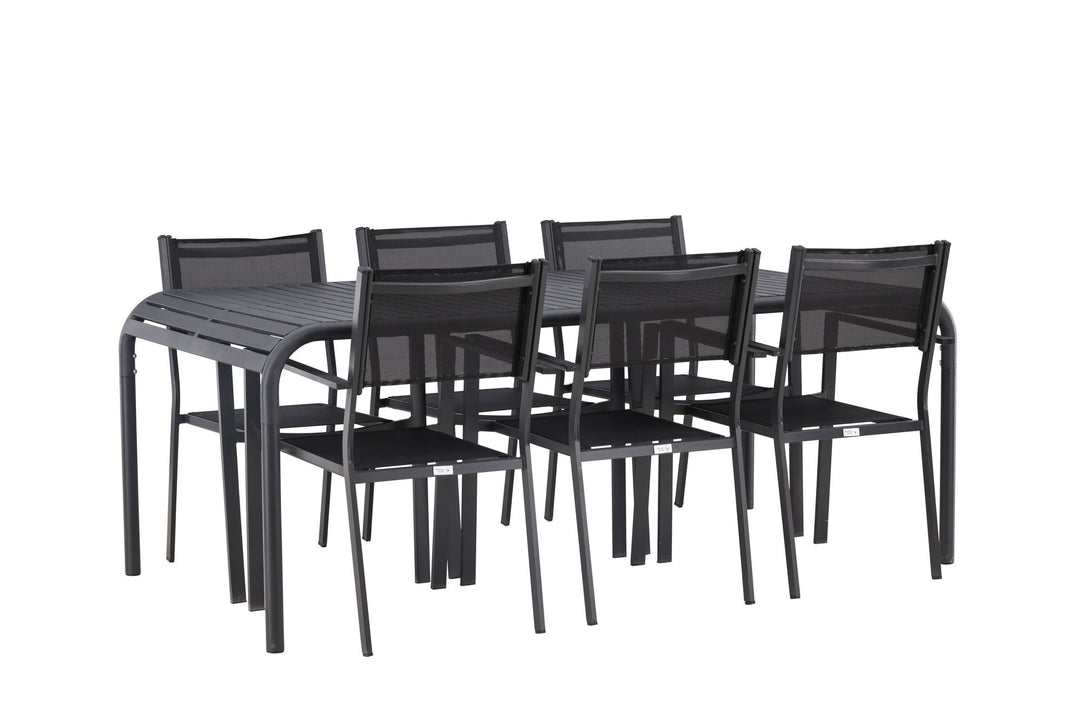 Venture Home Borneo Diningtable Aluminium - Black / Rectangular 100*200* +Copacabana Stacking Chair - Black/Black - Ersätter 4131-408 _6