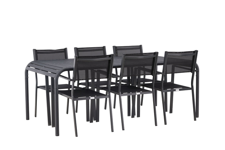 Venture Home Borneo Diningtable Aluminium - Black / Rectangular 100*200* +Copacabana Stacking Chair - Black/Black - Ersätter 4131-408 _6