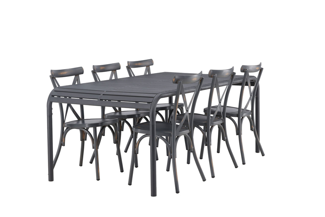 Venture Home Borneo Diningtable Aluminium - Black / Rectangular 100*200* +Tablas Diningchair Aluminium - Black / _6