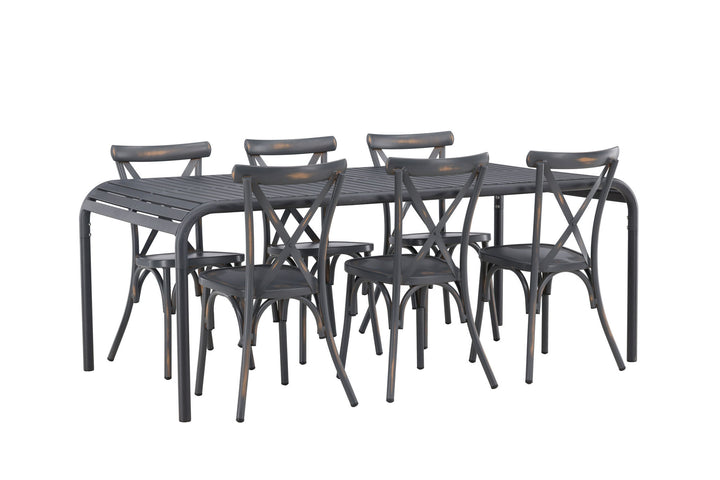Venture Home Borneo Diningtable Aluminium - Black / Rectangular 100*200* +Tablas Diningchair Aluminium - Black / _6