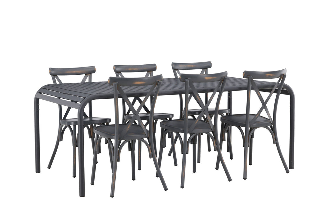 Venture Home Borneo Diningtable Aluminium - Black / Rectangular 100*200* +Tablas Diningchair Aluminium - Black / _6