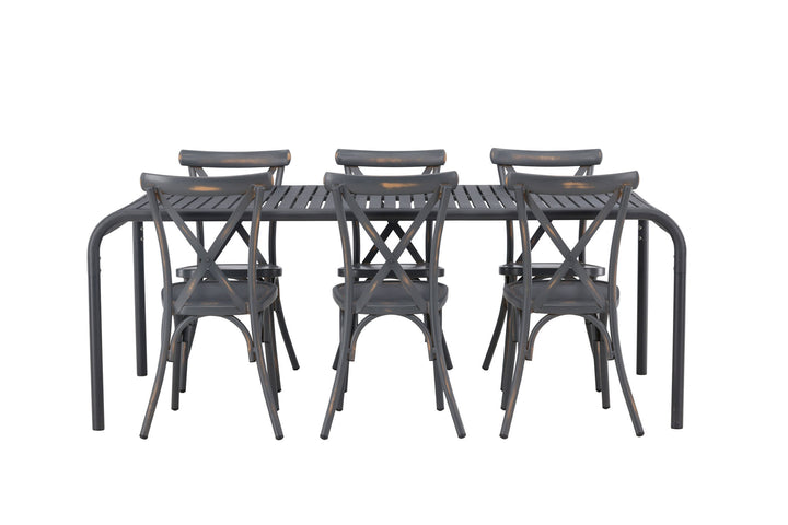 Venture Home Borneo Diningtable Aluminium - Black / Rectangular 100*200* +Tablas Diningchair Aluminium - Black / _6