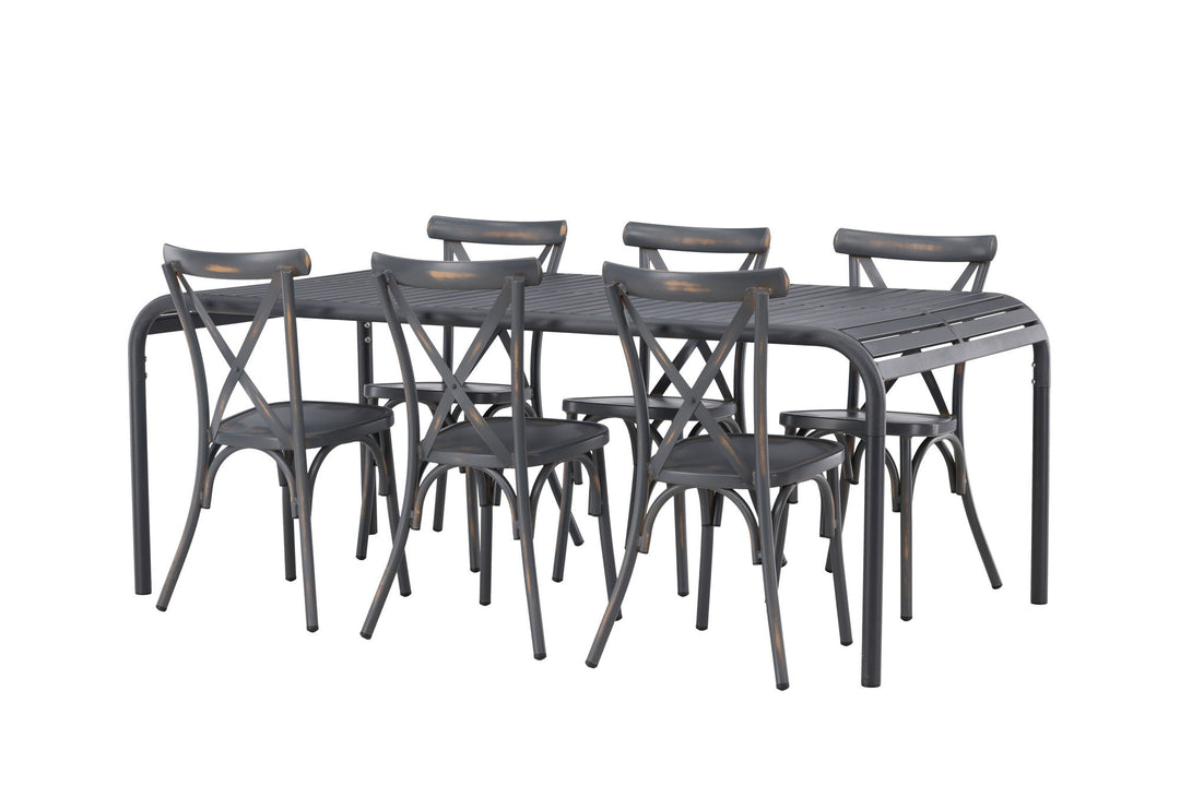 Venture Home Borneo Diningtable Aluminium - Black / Rectangular 100*200* +Tablas Diningchair Aluminium - Black / _6