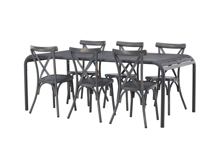 Venture Home Borneo Diningtable Aluminium - Black / Rectangular 100*200* +Tablas Diningchair Aluminium - Black / _6
