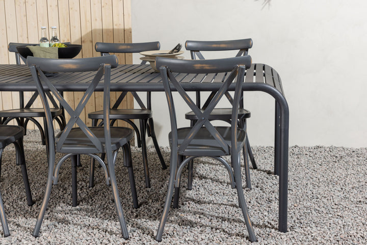 Venture Home Borneo Diningtable Aluminium - Black / Rectangular 100*200* +Tablas Diningchair Aluminium - Black / _6