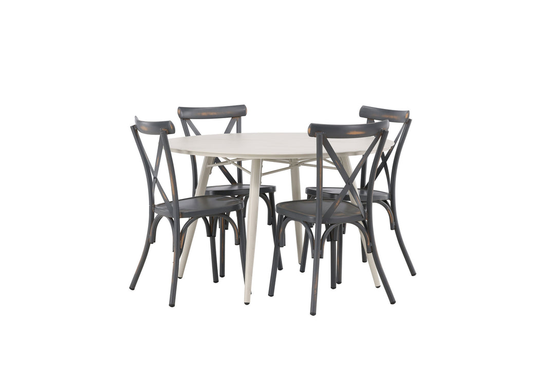 Venture Home Lina Dining Table - Beige - Round 120 cm +Tablas Diningchair Aluminium - Black / _4