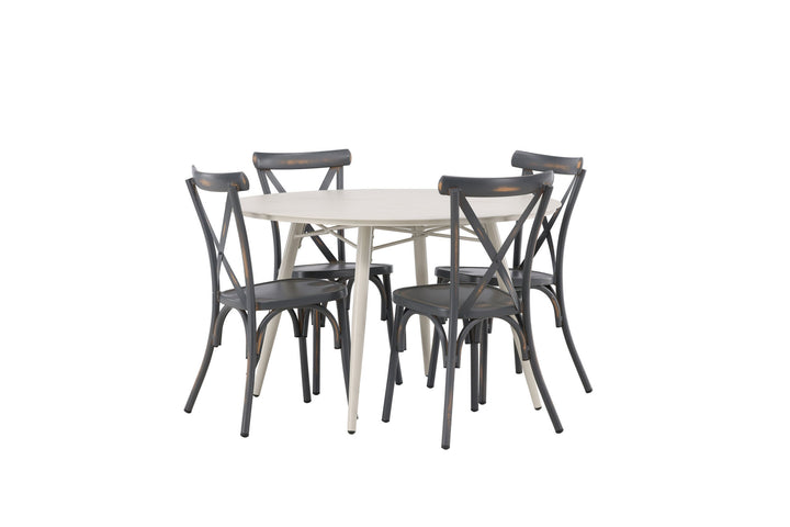 Venture Home Lina Dining Table - Beige - Round 120 cm +Tablas Diningchair Aluminium - Black / _4
