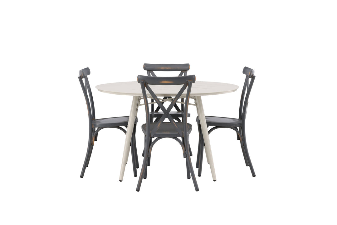 Venture Home Lina Dining Table - Beige - Round 120 cm +Tablas Diningchair Aluminium - Black / _4