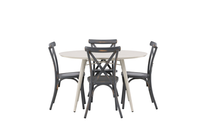 Venture Home Lina Dining Table - Beige - Round 120 cm +Tablas Diningchair Aluminium - Black / _4