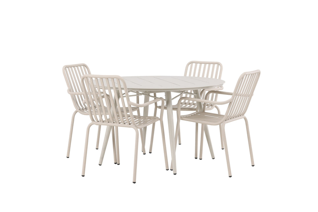 Venture Home Lina Dining Table - Beige - Round 120 cm +Peking Diningchair Aluminium - Beige / _4