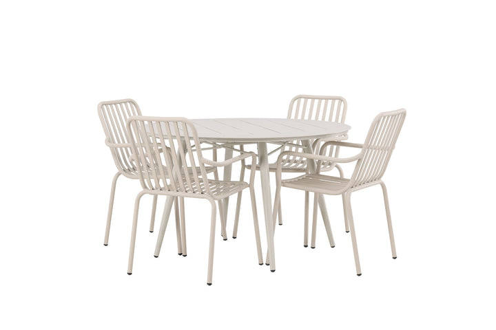 Venture Home Lina Dining Table - Beige - Round 120 cm +Peking Diningchair Aluminium - Beige / _4