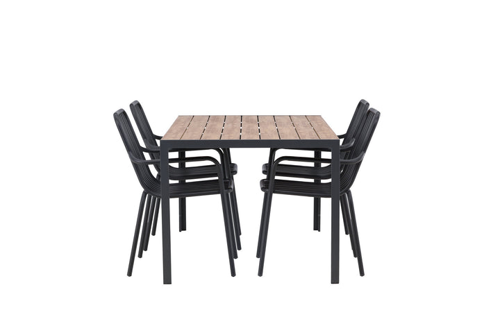 Venture Home Break Diningtable Alumnium - Black / Nature Rectangular 90*150* +Peking Diningchair Aluminium - Black / _4