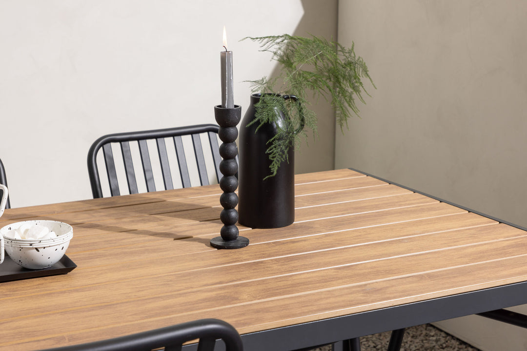 Venture Home Break Diningtable Alumnium - Black / Nature Rectangular 90*150* +Peking Diningchair Aluminium - Black / _4