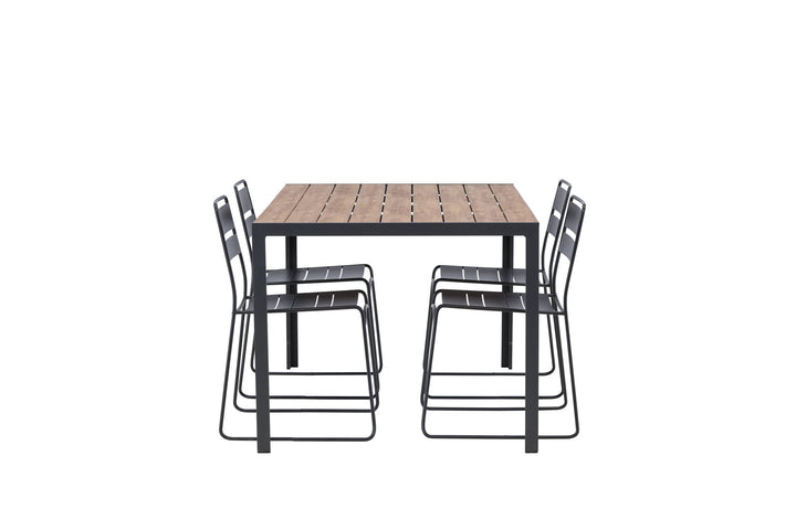 Venture Home Break Diningtable Alumnium - Black / Nature Rectangular 90*150* +Lina Dining Chair - Black _4