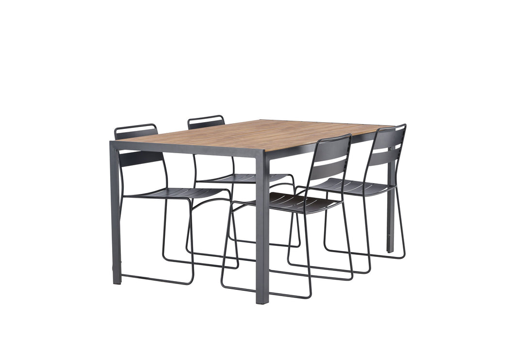 Venture Home Break Diningtable Alumnium - Black / Nature Rectangular 90*150* +Lina Dining Chair - Black _4