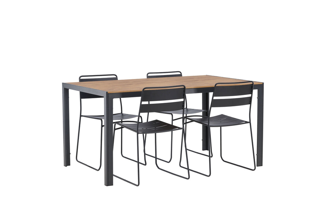 Venture Home Break Diningtable Alumnium - Black / Nature Rectangular 90*150* +Lina Dining Chair - Black _4