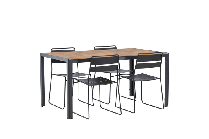 Venture Home Break Diningtable Alumnium - Black / Nature Rectangular 90*150* +Lina Dining Chair - Black _4