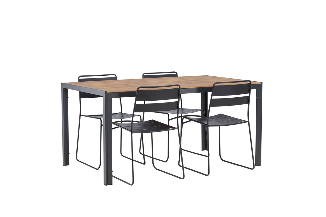 Venture Home Break Diningtable Alumnium - Black / Nature Rectangular 90*150* +Lina Dining Chair - Black _4