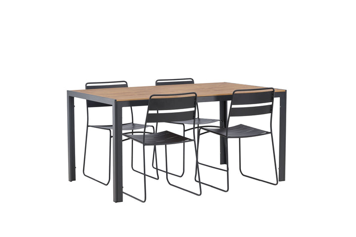 Venture Home Break Diningtable Alumnium - Black / Nature Rectangular 90*150* +Lina Dining Chair - Black _4