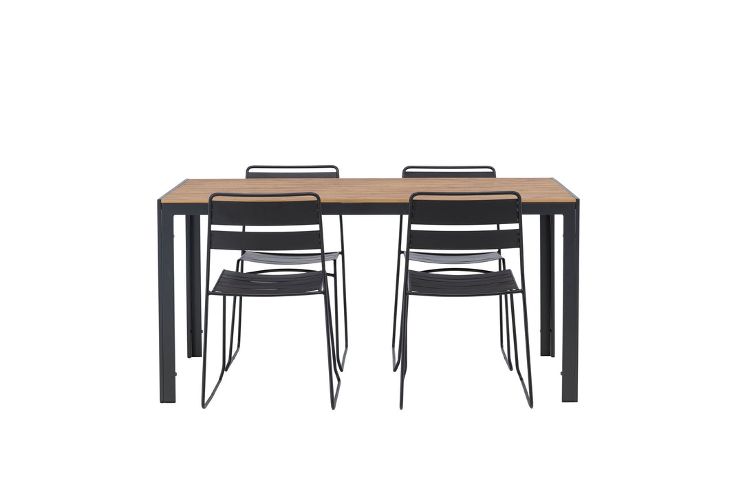 Venture Home Break Diningtable Alumnium - Black / Nature Rectangular 90*150* +Lina Dining Chair - Black _4